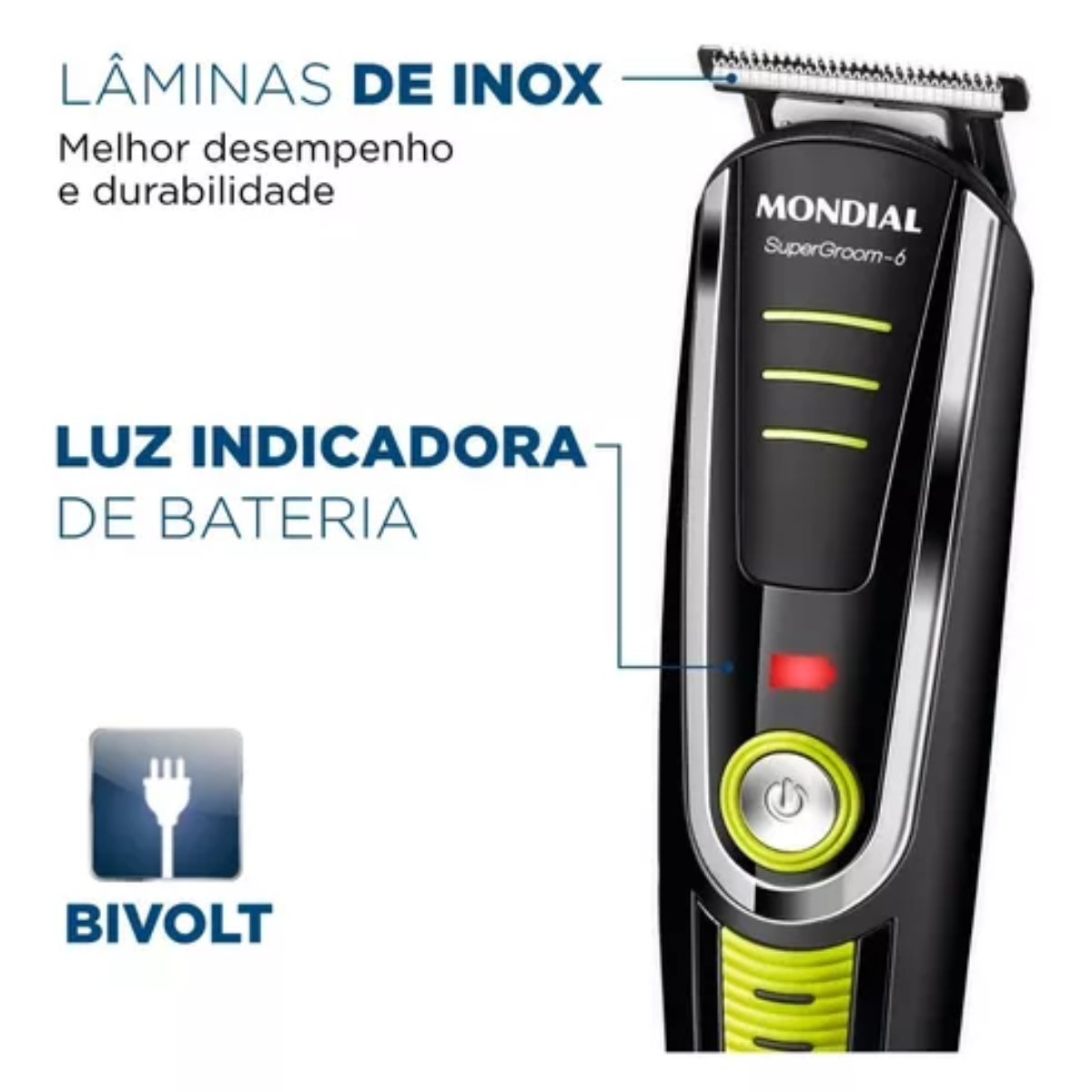 Aparador De Pelos Mondial Bg-04 Super Groom 06 Bivolt Aparador De Pelos Mondial Bg-04 Super Groom 06 Bivolt